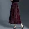 Saia Midi Plissada de Bainha Larga com Flocagem, Novo Estilo Outono 2026, Cintura Alta Emagrecedora, Renda, Meia Saia, Usável dos Dois Lados