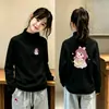 Camiseta Térmica de Fleece com Manga Longa para Meninas Infantil Primavera Outono Inverno Gola Alta Meia Camada de Base para Crianças Médias e Grandes Camiseta Estampada
