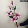 Flor Artificial Estilo Europeu Galho Alto Veludo Brilhante Lírio Arranjo de Flores de Chão para Casa Sala de Estar Decoração de Janela Arte Floral