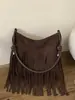 Bolso Vintage con Flecos para Mujer 2025 Nuevo de Moda Versátil Popular Bolso de Hombro de Gamuza Bolso Cruzado para el Trabajo
