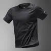 Camiseta de Manga Corta de Seda de Hielo para Hombre, Malla Deportiva Fina de Secado Rápido para Verano, Fitness, Top de Media Manga, Camiseta Elástica Casual para Verano