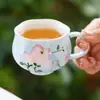 Xícara de chá de magnólia azul nebuloso, xícara de mestre de cerâmica, conjunto de chá pessoal de alta qualidade, xícara de chá e café de cerâmica com alça