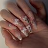 Pequeno Livro de Equitação Vermelho Vestindo Nail Patch Venda por atacado Long Nude Gradiente White Nail Patch wearable Fake Nail Patch