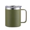 Taza de acero inoxidable simple transfronteriza de 12 oz, portátil, con asa pequeña para oficina, taza aislante para café frío, venta al por mayor