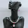 Nuevo Conjunto de Joyería de Dos Piezas Transfronterizo Nupcial de Boda con Colgante de Corazón de Circonita para Mujer, Accesorios Brillantes y Exquisitos