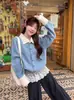 Suéter de tricô listrado estilo Chanel com gola polo e mangas compridas para mulheres, coleção de início de outono, look preguiçoso e relaxado, casaco, blusa