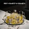 Juego de Copas de Cristal para Licores de Lujo Ligero con Decantador de Borde Dorado, Vasos de Chupito de Estilo Sencillo, Copas en Forma de Bala y Copas para Licores