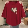 2026 Camiseta Casual para Mujer Nueva Primavera/Verano Holgada Adelgazante Moderna Versátil Estilo Coreano Simple Manga Tres Cuartos Moda