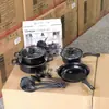Conjunto de panelas de 13 peças mais vendido conjunto de panelas de várias peças de quatro peças espátula panela de sopa antiaderente caçarola frigideira conjunto de panelas de várias peças