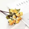 Flores Artificiales en Colores de Otoño, Pequeños Ramilletes de Flores de Brote de Té, Brotes de Estrella de 15 Cabezas, Mini Rosas para Decoración del Hogar, Suministro Directo del Fabricante