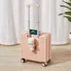 Mala de Mão com Abertura Frontal 18 polegadas para Viagens de Negócios, Mala Resistente e Durável para Estudantes com Porta-Copos e Fechadura de Combinação