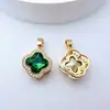 Pendente de Trevo de Quatro Folhas Banhado a Ouro Colorido Zircônia Inlaid DIY Brincos Artesanais Grampo de Cabelo Colar Acessórios de Joias Materiais