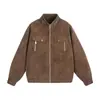 Roupas Masculinas Enbu Nova Jaqueta de Couro PU Outono para Homens, Tendência de Moda Retro Americana, Casaco Solto Versátil Casual