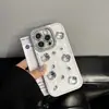 Funda de Teléfono Móvil de Gato de Dibujos Animados Adecuada para Iphone16Promax Apple 15Pro Pegamento 14 Diamante de Doble Cara 13P Japonés y Coreano