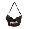 Bolso de Lona Estilo Universitario Coreano con Letras, Bolso Dumpling, Nuevo Bolso de Hombro de Moda Verano 2026, Bolso Cruzado de Gran Capacidad