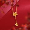 Collar de clavícula con borla de flor de cerezo de diseño de nicho fresco y dulce para mujer, sensación fresca, collar de flor de oro arenado al por mayor