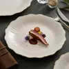 Plato Plano Bajo con Forma de Flor de Cerámica Dehua Creativo Estilo Japonés Irregular Vajilla Plato Plato Hogar Alto Grado Sentido