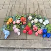 Rosa de Torre Simulada de 3 Cabezas Rama Única Escena de Boda Diseño Guía de Camino Arco Arreglo Floral Hogar Sala de Estar Centro Comercial Tienda Decoración