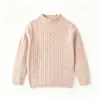 Suéter de Medio Cuello Alto para Niños Otoño-Invierno 2026 Transfronterizo, Tejido de Punto Trenzado Vintage, Ropa Interior de Punto Base para Niños y Niñas