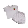 Conjunto Nuevo de Camiseta con Rayas de Cereza para Niños, Nuevo Conjunto de Ropa para Niñas Pequeñas, Conjunto de Dos Piezas, Ropa para Niñas Estilo Ins