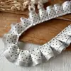 Acessórios de Renda Plissada com Bolinhas Pretas e Rosas de Camada Dupla Material DIY Feito à Mão Tábua de Pintura Fita Acessórios de Cabelo Material para Caderno Decorativo