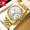 Dropshipping Oulisi Modelo Nuevo Dorado Completamente Impermeable Luminoso Correa de Acero Transfronterizo Comercio Exterior Reloj de Cuarzo para Hombre