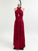 2026 Nova Moda Europeia e Americana Feminina Chiffon Gola Cruzada Sem Mangas Costas Abertas Festa Madrinha Casamento Vestido