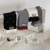 Calcetines para Mujer 2025 Otoño e Invierno Estilo Nuevo Tela con Puntos y Volantes Etiqueta de Tela Calcetines Apilados a Media Pantorrilla Transpirables Directo del Fabricante