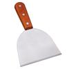 Venta al por mayor de fábrica pala semicircular grande con mango de madera pala de cocina de acero inoxidable pala teppanyaki pala para bistec pala para panqueques pala grande