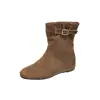 Botines de estilo Birkenstock de lujo ligero para mujer, nueva colección otoño/invierno, con tacón oculto, punta redonda, suela plana, efecto adelgazante y diseño de bota vaquera occidental