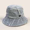Sombrero de Cubo de Mezclilla Retro Japonés Desgastado para Hombre y Mujer, Versátil para Primavera y Verano, Sombrero de Cubo Pequeño Adelgazante para el Rostro, Sombrero de Protección Solar para Salidas