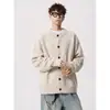 Suéter de botões estilo vintage para homens, nova coleção outono/inverno, com um visual descontraído e chique, cardigã de malha versátil