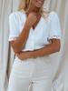 Camisa Amazon Transfronteriza Europea y Americana Talla Extra para Mujer Gordita mm Holgada de Manga Corta con Encaje y Gasa