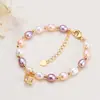 Pulseira de Pérolas de Água Doce Zhuji Pulseira de Pérolas Reais Estilo Ins Joias Femininas Design de Nicho Nova Pulseira Popular Pulseira