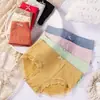 Bragas de Cintura Media con Ribete de Encaje para Mujer, Entrepierna de Algodón Puro, Jacquard Transpirable, Estilo Juvenil, Ropa Interior Cómoda sin Costuras
