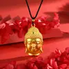 Pingente Cabeça de Buda Tathagata Dominador Dourado Traga Riqueza e Tesouro Colar de Segurança Permanente Corrente para Suéter Versátil de Luxo Leve para Mulheres Entrega no Atacado