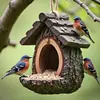 Tocón de Árbol Transfronterizo Nido de Pájaro Comedero para Pájaros Manualidades de Resina Estatua de Jardín Patio Decoración Estatua Decoración