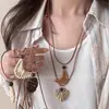 Collar Colgante Tejido Estilo Bohemio Corazón Luna para Mujeres, Estilo Dulce y Fresco, Accesorios de Playa Estilo Largo de Verano