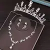 Corona Tiara Novia Tres Piezas Princesa Cumpleaños Ceremonia Adulto Super Hada Corona de Actuación Vestido de Novia Accesorios para Vestido