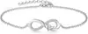 Pulseira de Prata Esterlina S925 Estilo Europeu e Americano Infinito Amor para Mulheres, Elegante Design de Nicho de Luxo Leve em Formato de Coração Joia Mais Vendida