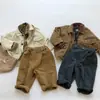 Chaqueta Infantil Primavera y Otoño Nueva Estilo Coreano Casual Chaqueta de Trabajo para Niños y Niñas Bebé Casual Chaqueta con Cuello Campana Ropa Infantil
