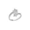 Anillo de Zirconia de Estrella de Cinco Puntas Transfronterizo Europeo y Americano Moda Anillo Abierto Geométrico de Diamante Joyería de Mano Venta al por Mayor para Mujeres