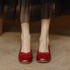 Versión de Piel de Oveja ~ Primavera 2025 Nuevo Versátil Lazo Francés Viento Suave Ballet Slip-On Zapatos de Mujer