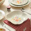 Bol Floral Casero Estilo Chino, Plato de Cerámica, Plato para Frutas, Plato Creativo para Postres, Plato para Snacks, Juego de Vajilla de Cerámica con Color Bajo Esmalte
