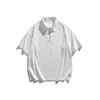 Yidao Vintage 2026 Verão Nova Marca Tendência Patchwork Desconstruído Manga Curta Masculina Estilo Japonês Solta Versátil Gola Reversível Camiseta