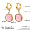 Brincos Transfronteiriços de Pedras Preciosas Grandes de Alta Qualidade para Mulheres, Aço Titânio Galvanizado a Ouro 18K com Diamantes, Brincos Quadrados, Acessórios de Orelha da Moda de Luxo Leve