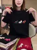 Camiseta Blanca de Puro Algodón Cepillado de Manga Corta para Mujer, Nuevo Estilo Verano 2026, Estampada, de Moda, Versátil, Top que Reduce la Edad, Tendencia