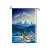 Nueva bandera de jardín navideña transfronteriza para patio exterior, decoración de tela colgante temática de vacaciones de dibujos animados, bandera de arreglo de escena