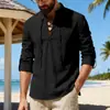 Camisa Henry Masculina Medieval Cosplay Traje de Pirata Manga Longa Camisa Casual Hippie Praia Gola Alta