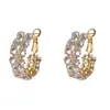 Pendientes Geométricos Completos de Diamante para Mujer, Exquisitos y Elegantes, Lujo Ligero, Versátiles, Sensación de Alta Gama, Aros Súper Brillantes, Venta al por Mayor, Circulares, Estilo Lujo Ligero